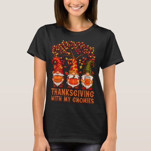 Happy Thanksgiving Cute Gnomes Pumpkin Autumn Leav T-Shirt (Vorderseite)