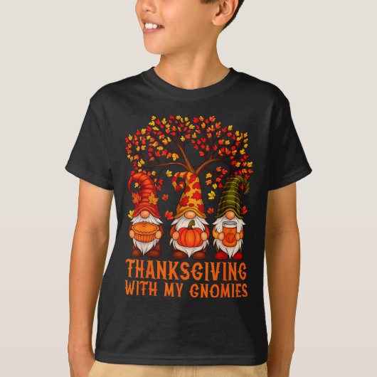 Happy Thanksgiving Cute Gnomes Pumpkin Autumn Leav T-Shirt (Vorderseite)