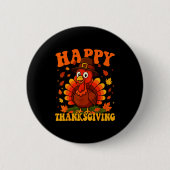 Happy Thanksgiving Cute Turkey Family Dinner Thank Button (Vorderseite)