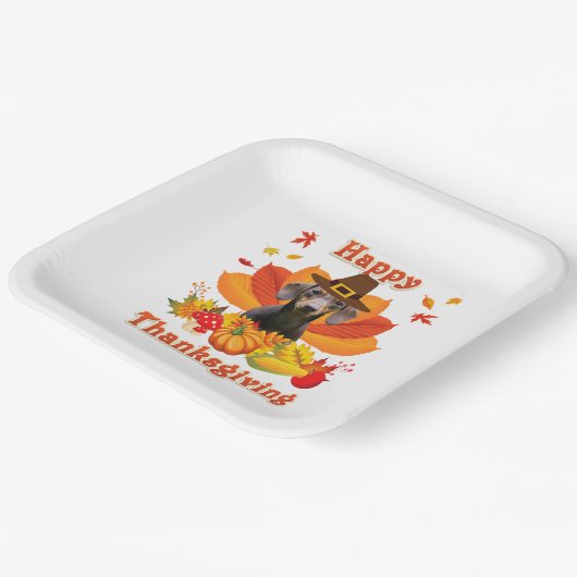 Happy Thanksgiving Dackel Hundebesitzer Pet Lover Pappteller (Gewinkelt)