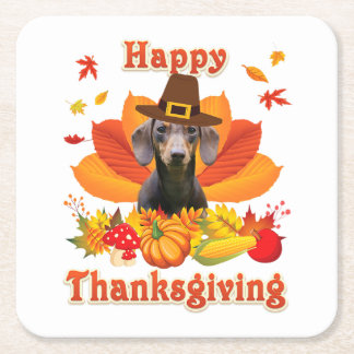 Happy Thanksgiving Dackel Hundebesitzer Pet Lover Rechteckiger Pappuntersetzer