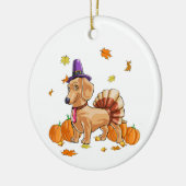 Happy Thanksgiving Dackel Türkei Kostüm T Spaß Keramik Ornament (Links)