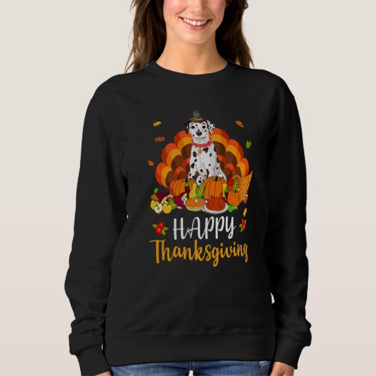 Happy Thanksgiving Dalmatian Dog Turkey Pet Sweatshirt (Vorderseite)