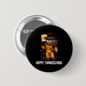 Happy Thanksgiving Day Astronaut Türkei Flag Fall Button (Vorne & Hinten)
