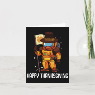 Happy Thanksgiving Day Astronaut Türkei Flag Fall Karte