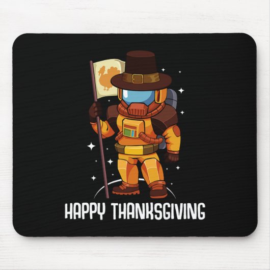 Happy Thanksgiving Day Astronaut Türkei Flag Fall Mousepad (Vorne)