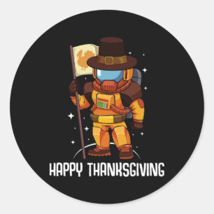 Happy Thanksgiving Day Astronaut Türkei Flag Fall Runder Aufkleber