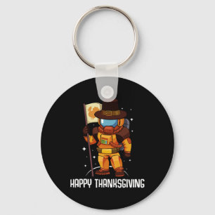 Happy Thanksgiving Day Astronaut Türkei Flag Fall Schlüsselanhänger