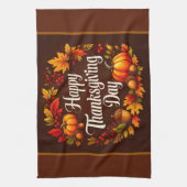 Happy Thanksgiving Day Brown Kitchen Handtuch (Vertikal)