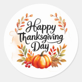 Happy Thanksgiving Day Circle Sticker