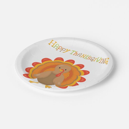 Happy Thanksgiving Day Dinner Pappteller (Schrägansicht)