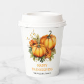 Happy Thanksgiving Day |Fall Holiday Türkei Dinner Pappbecher (Rückseite)