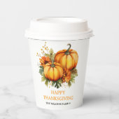 Happy Thanksgiving Day |Fall Holiday Türkei Dinner Pappbecher (Vorderseite)