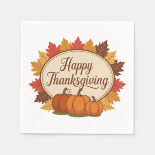 Happy Thanksgiving Day  Fall Holiday Türkei Dinner Serviette