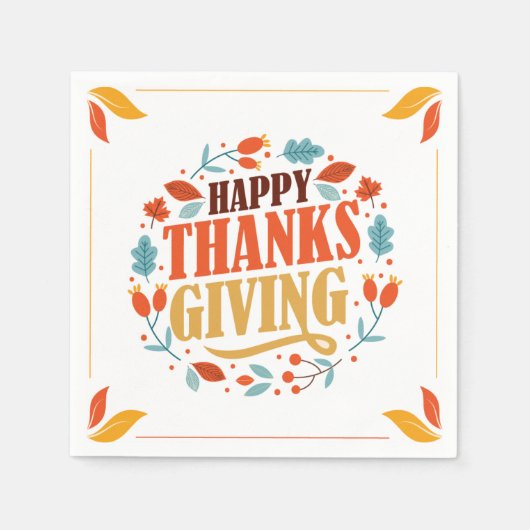 Happy Thanksgiving Day |Fall Holiday Türkei Dinner Serviette (Vorderseite)