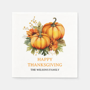 Happy Thanksgiving Day  Fall Holiday Türkei Dinner Serviette