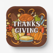 Happy Thanksgiving Day Food Paper Teller (Vorderseite)