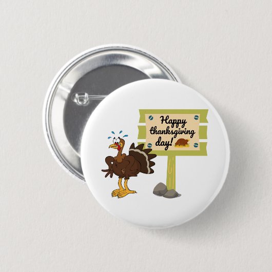 Happy Thanksgiving Day Funny Button (Vorne & Hinten)