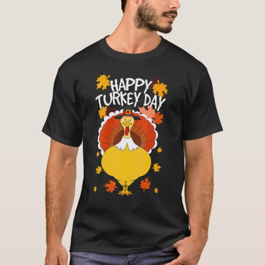 Happy Thanksgiving Day Funny Niedlich Pilgrim Türk T-Shirt (Vorderseite)