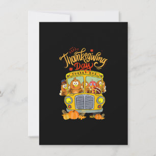 Happy Thanksgiving Day Funny Turkey School Bus Dri Einladung