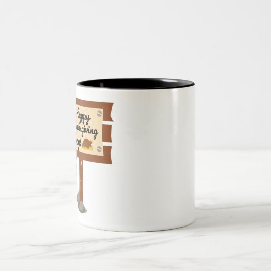 Happy Thanksgiving Day Funny Zweifarbige Tasse (Mittel)