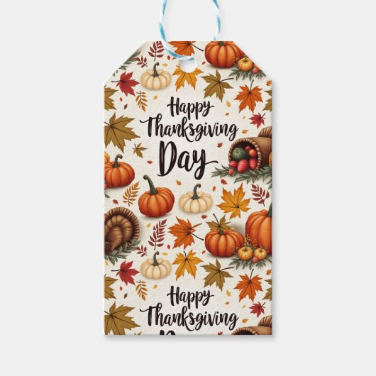 Happy Thanksgiving Day Gift Tags Geschenkanhänger (Vorderseite)