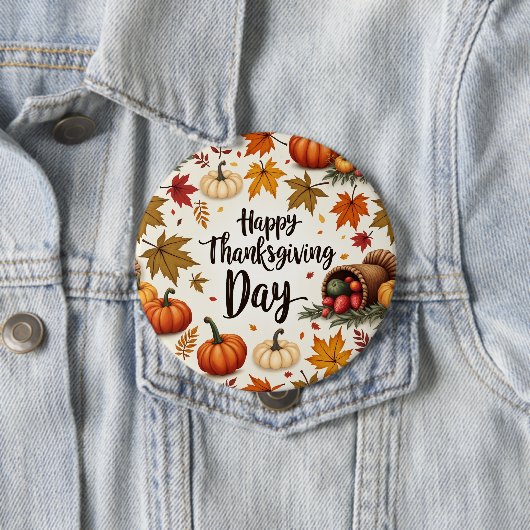 Happy Thanksgiving Day Grosser Round Button (Beispiel)