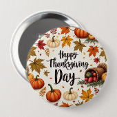 Happy Thanksgiving Day Grosser Round Button (Vorne & Hinten)