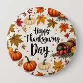 Happy Thanksgiving Day Grosser Round Button (Vorderseite)