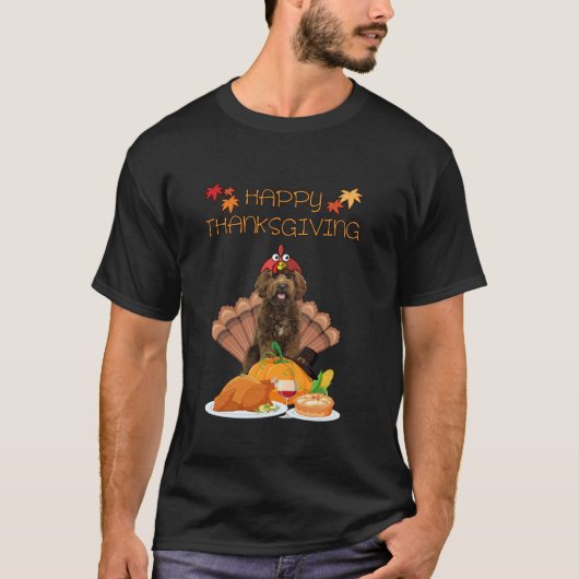 Happy Thanksgiving Day Labradoodle Geschenk Hund F T-Shirt (Vorderseite)