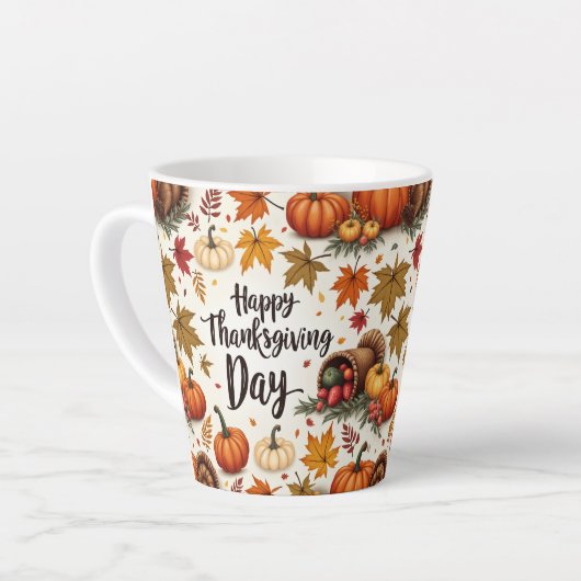 Happy Thanksgiving Day Latte Tasse (Linke Ecke)