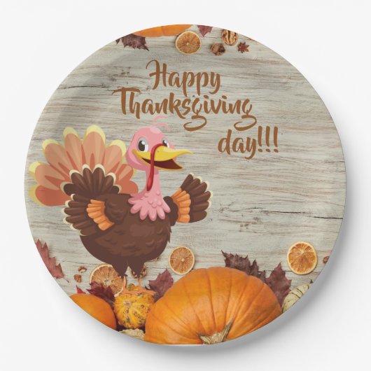 Happy Thanksgiving Day Paper Plate Pappteller (Vorderseite)