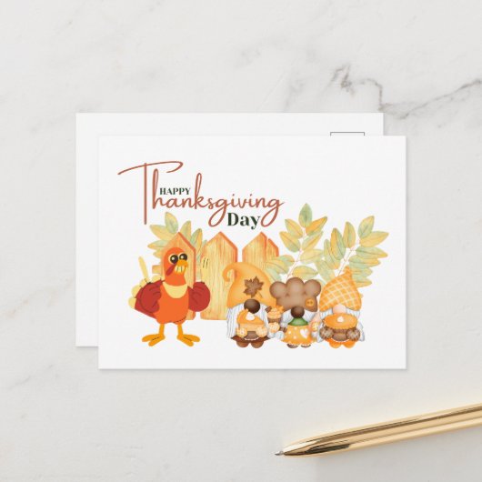 Happy Thanksgiving Day Postkarte (Vorderseite/Rückseite Beispiel)