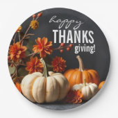Happy Thanksgiving Day Pumpkin-Blume Pappteller (Vorderseite)
