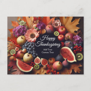 Happy Thanksgiving Day Pumpkin und floral Wrath Feiertagspostkarte