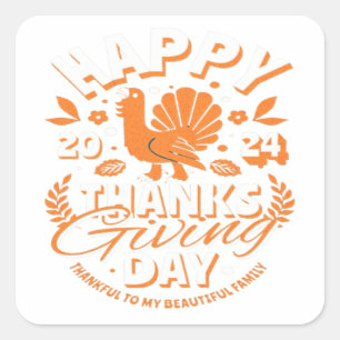 'Happy Thanksgiving Day Quadratischer Aufkleber