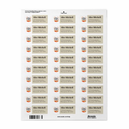 Happy Thanksgiving Day Return Address Label (Vorne)