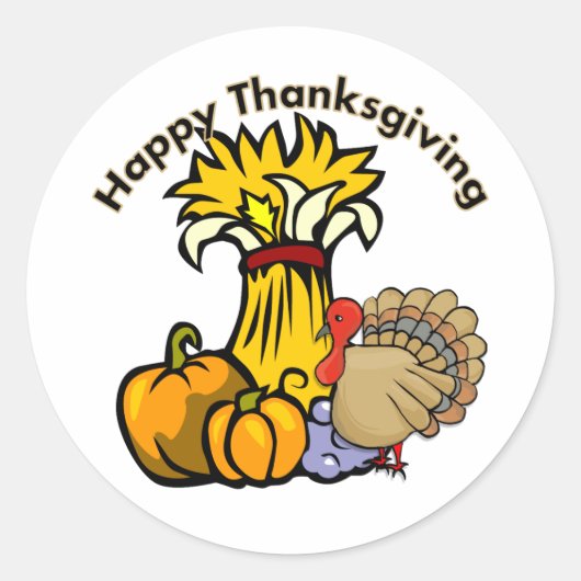 Happy Thanksgiving Day Runder Aufkleber (Vorderseite)