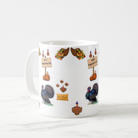 Happy Thanksgiving Day Tasse (Vorderseite Links)