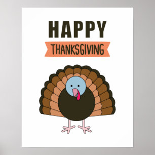 Happy Thanksgiving Day Truthahn dankbarer Feiertag Poster