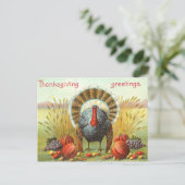 Happy Thanksgiving-Day Truthahn mit Kürbis Postkarte (Stehend Vorderseite)