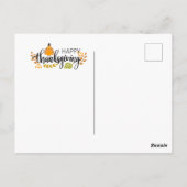 Happy Thanksgiving-Day Truthahn mit Kürbis Postkarte (Rückseite)