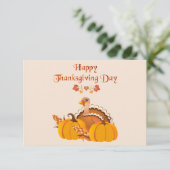 Happy Thanksgiving Day Türkei Einladung (Stehend Vorderseite)