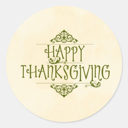 Happy Thanksgiving Decorative Typografie Runder Aufkleber (Vorderseite)