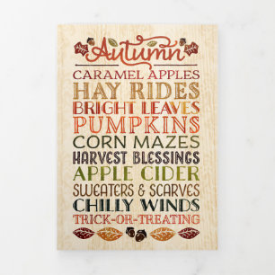 Happy Thanksgiving Descriptive words Herbst Dreifach Gefaltete Karte
