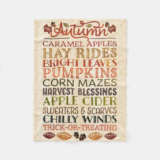 Happy Thanksgiving Descriptive words Herbst Fleecedecke (Vorderseite)