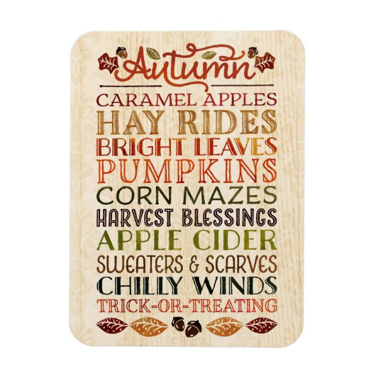 Happy Thanksgiving Descriptive words Herbst Magnet (Vertikal)