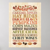 Happy Thanksgiving Descriptive words Herbst Poster (Vorne)