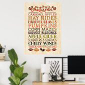 Happy Thanksgiving Descriptive words Herbst Poster (Heimbüro)