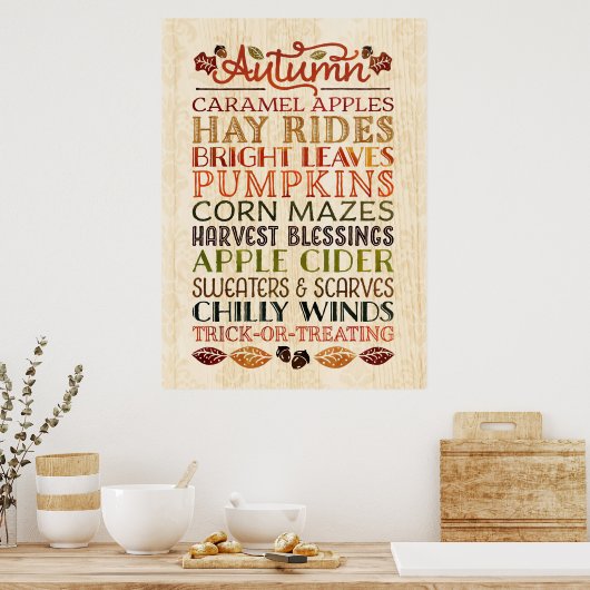 Happy Thanksgiving Descriptive words Herbst Poster (Küche)